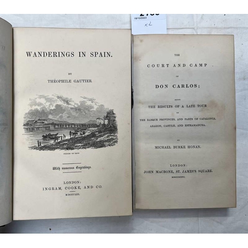 2188 - WANDERINGS IN SPAIN BY THEOPHILE GAUTIER, FULLY LEATHER BOUND - 1853 & THE COURT & CAMP OF DON CARLO... 