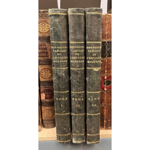 2201 - TABLEAU DE L'ESPAGNE MODERNE BY J. FR. BOURGOING, IN 3 QUARTER LEATHER BOUND VOLUMES - 1797