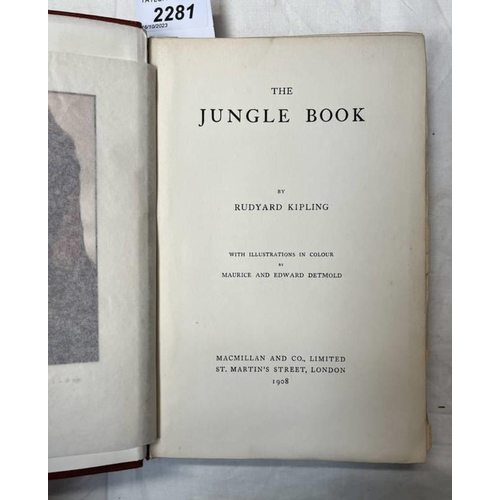 2281 - THE JUNGLE BOOK BY RUDYARD KIPLING, WITH ILLUSTRATIONS IN COLOUR BY MAURICE AND EDWARD DETNOLD - 190... 