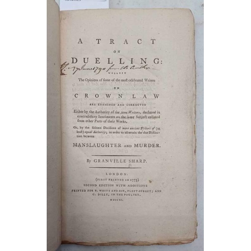 2663 - A TRAIT ON DUELLING BY GRANVILLE SHARP, PRESENTATION COPY FROM AUTHOR - 1790