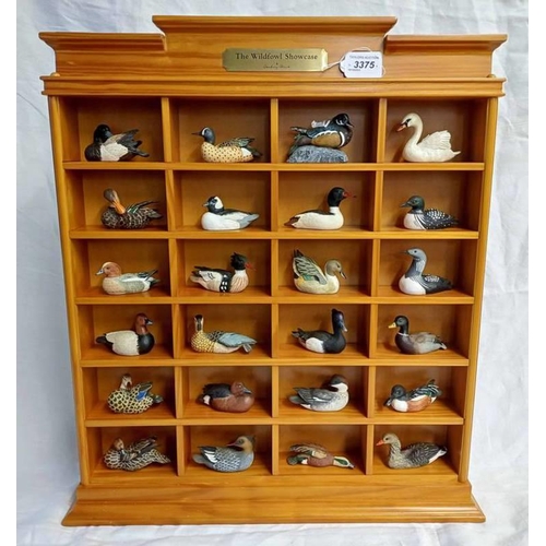 3375 - 24 THE WILD FOWL SHOWCASE DUCKS ETC AND WOODEN STAND