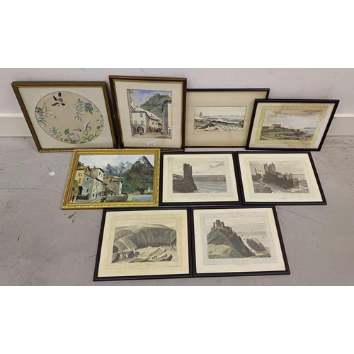 3477 - SELECTION OF WATERCOLOURS, ENGRAVINGS ETC TO INCLUDE; IAN MACKENZIE, WICK BACK LIFEBOAT SHED, SIGNED... 