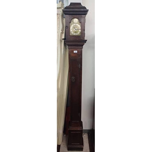 41 - 18TH/19TH CENTURY OAK LONGCASE CLOCK WITH BRASS & SILVERED DIAL SIGNED JOHN HARRISON, NORWICH, 192CM... 