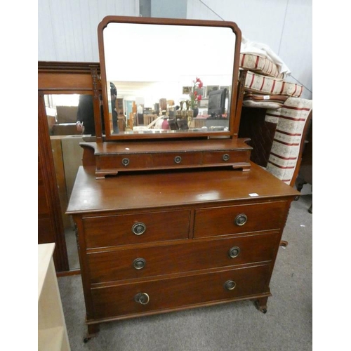 510 - MAHOGANY DRESSING CHEST WITH MIRROR & 3 FRIEZE DRAWERS OVER BASE OF 2 SHORT & 2 LONG DRAWERS.  107 C... 