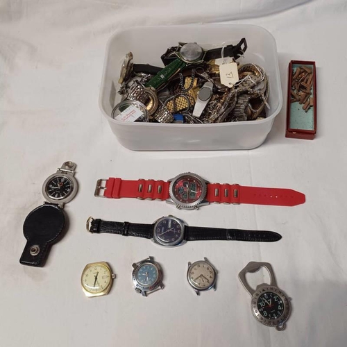 10 - VARIOUS WRISTWATCHES, WATCH CHAINS ETC