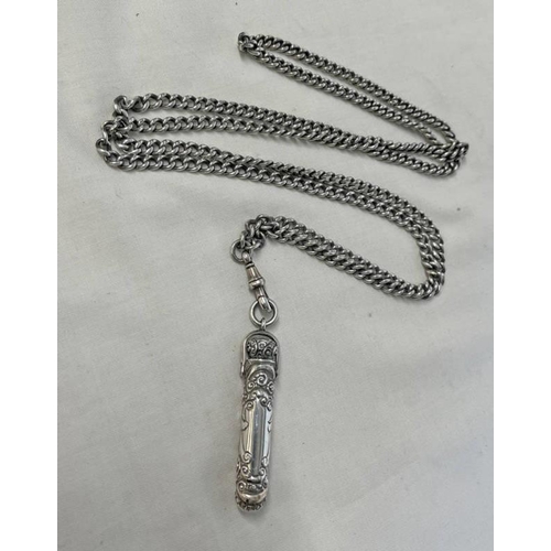 33 - STERLING SILVER RETRACTABLE PENCIL ON A SILVER CHAIN