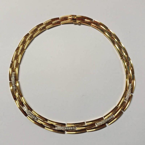 47 - ITALIAN 18CT GOLD DIAMOND SET COLLAR NECKLACE, MARKED 750 - 58.3G