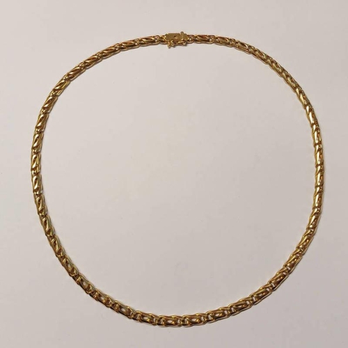 58 - 14CT GOLD FANCY LINK NECKLACE MARKED 585 - 35.0G