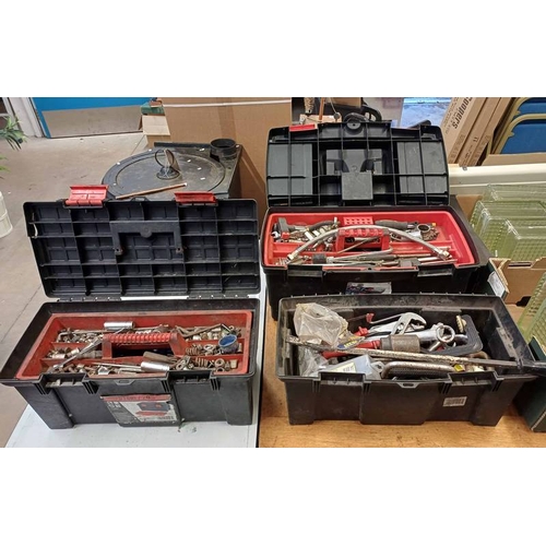 6065 - 3 TOOL BOXES WITH CONTENTS OF VARIOUS TOOLS TO INCLUDE MAFCO BRAKE PINE FLARING, SOCKET SET PIECES, ... 