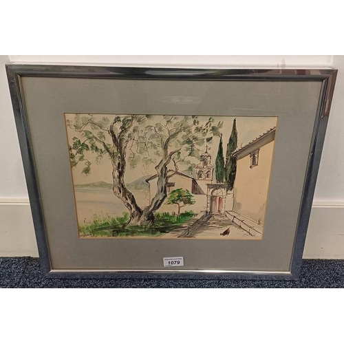 1079 - NICHOLAS FAIRBAIRN CORFU SIGNED NICHOLAS 1976 FRAMED WATERCOLOUR 24 X 34 CM