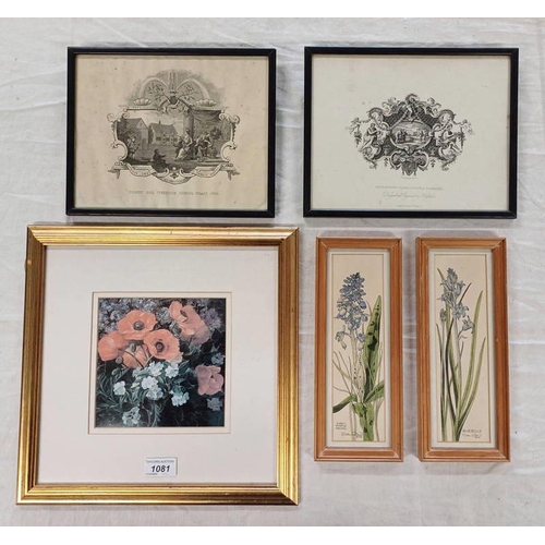 1081 - SELECTION OF PRINTS, ETC TO INCLUDE; JOHN MORLAND, BLUEBELLS & EARLY PURPLE ORCHID, IMPRESSION FROM ... 