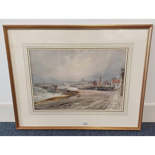 1097 - JOHN BLAIR ST MONANS SIGNED FRAMED WATERCOLOUR 38 X 56 CM