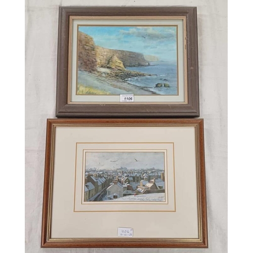 1106 - JONATHAN A.S. MITCHELL 'VIEW FROM SPRINGFIELD PARK, ARBROATH & 'CLIFF AND BEACH, AUCHMITHIE' FRAMED ... 