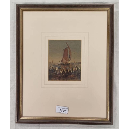 1125 - JAMES WATTERSON HERALD 'SAILING KETCH WITH FIGURES'  MONOGRAMMED LOWER RIGHT FRAMED WATERCOLOUR 13 X... 