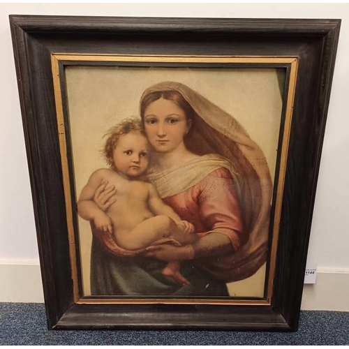 1144 - FRAMED PRINT OF SISTINE MADONNA, AFTER RAPHAEL, 60 X 49 CM