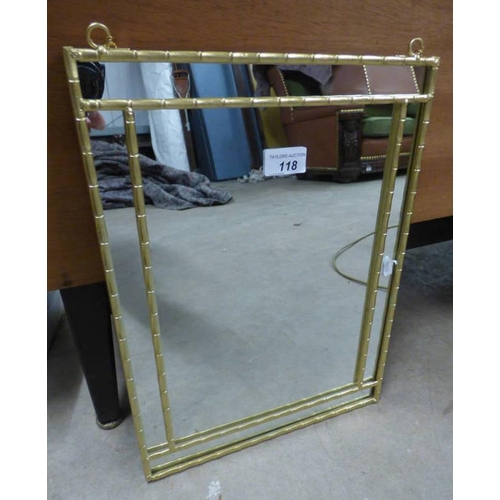 118 - GILT FRAMED RECTANGULAR MIRROR. INNER DIMENSIONS.  33 CM TALL X  23 CM WIDE