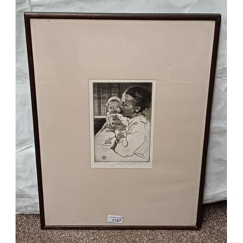 1187 - WILLIAM LEE HANKEY (1869-1952).RWS, R.E.  MOTHER & CHILD,  SIGNED IN PENCIL,  FRAMED  ETCHING