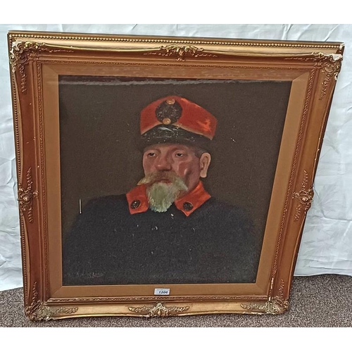 1206 - J MACLEAN 19TH CENTURY FRENCH ARMY OFFICER. SIGNED GILT FRAMED OIL PAINTING 48 CM X 59 CM