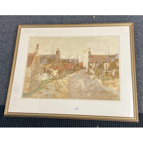 1227 - LEONARD GRAY 'FISHER HOUSE & NARROW ROAD' SIGNED FRAMED WATERCOLOUR 52 X 74 CM