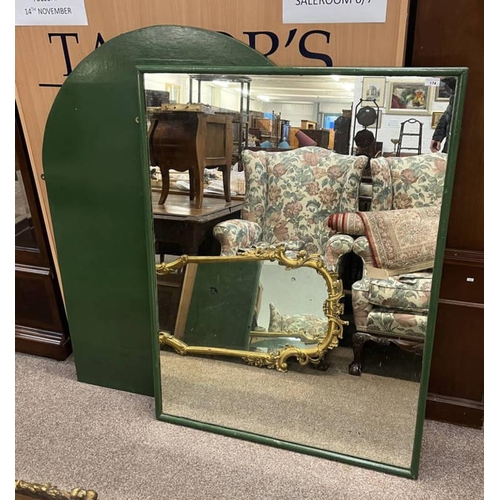 174 - LARGE RECTANGULAR MIRROR WITH PAINTED FRAME & PAINTED WALL MOUNTED BOARD INNER DIMENSIONS OF MIRROR ... 