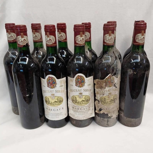 2011D - 11 BOTTLES CHATEAU SIRAN - VINTAGE 1988, LABELS IN POOR CONDITION