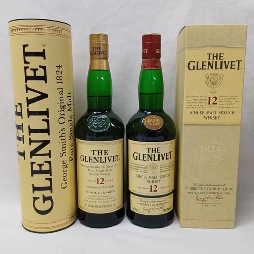 2011Q - 2 BOTTLES GLENLIVET 12 YEAR OLD SINGLE MALT WHISKY, 700ML, 40% VOL. ONE BOXED & ONE IN TUBE