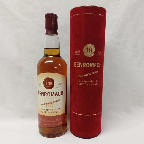 2020 - 1 BOTTLE BENROMACH 19 YEAR OLD PORT WOOD FINISH SINGLE MALT WHISKY - 70CL, 45% VOL IN FELT TUBE