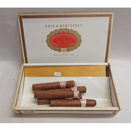 2021 - HOYO DE MONTERREY DE JOSE GENER HABANA CUBA CIGAR BOX & CONTENTS OF 5 LOOSE CIGARS