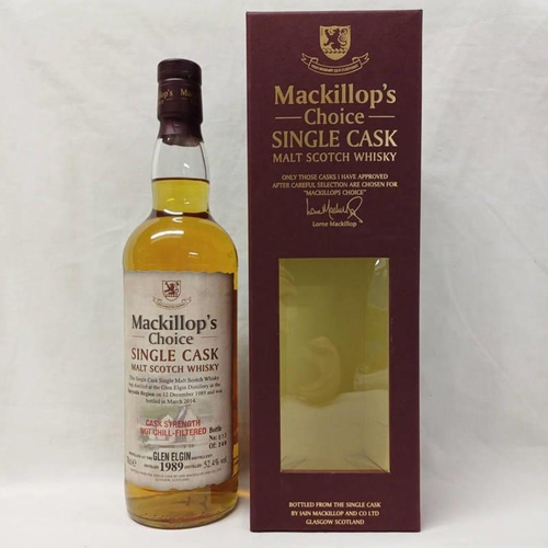 2046 - 1 BOTTLE GLEN ELGIN 25 YEAR OLD CASK STRENGTH SINGLE MALT WHISKY, DISTILLED 1989, MACKILLOP'S CHOICE... 