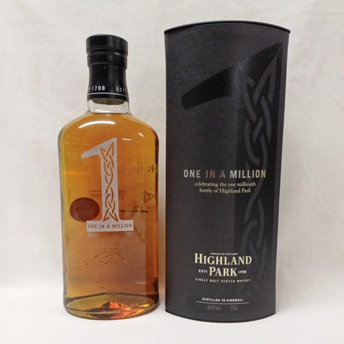 2054 - 1 BOTTLE HIGHLAND PARK 12 YEAR OLD ONE IN A MILLION SINGLE MALT WHISKY, BOTTLED TO CELEBRATE THE ONE... 