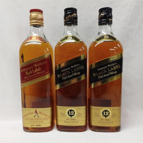 2066 - 3 BOTTLES: 2 BOTTLES JOHNNIE WALKER BLACK LABEL 12 YEAR OLD BLENDED WHISKY - 75CL, 43% VOL & 1 BOTTL... 