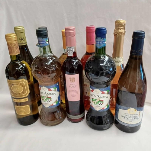 2075 - VARIOUS BOTTLES OF WINE INCLUDING CHATEAUNEUF DE PAPE, CLEFS DES PAPE BLANC - 2008, PINK PORT, SANCE... 