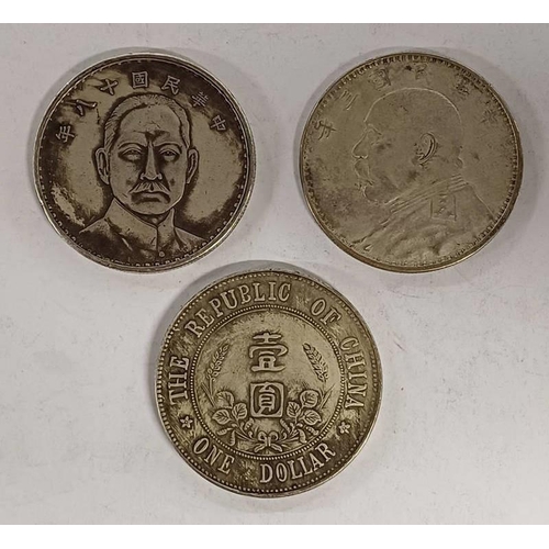 2109 - REPUBLIC OF CHINA 1 YUAN FAT MAN DOLLAR TOGETHER WITH 1912 FOUNDING OF THE REPUBLIC 1 YUAN/DOLLAR & ... 