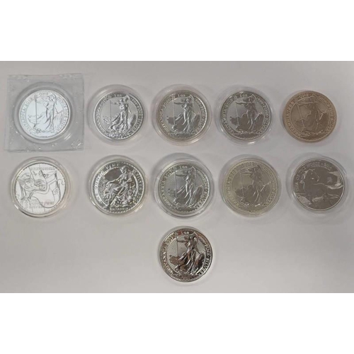 2115 - 11 X UK 1OZ SILVER 2 POUNDS COINS TO INCLUDE: 1998, 2002, 2003, 2013, 2 X 2017, 2018, 2019 & 2020 BR... 