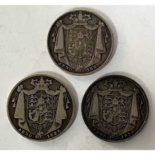 2144 - 2 X 1836 & 1834 WILLIAM IV HALF CROWNS