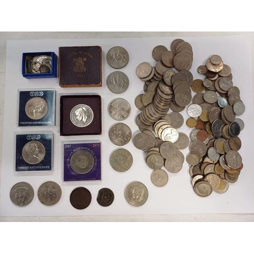 2176 - SELECTION OF VARIOUS COINS TO INCLUDE 1893 HALF CROWN, 1900 SIX PENCE, 1842 GROAT (HOLED), COMMEMORA... 