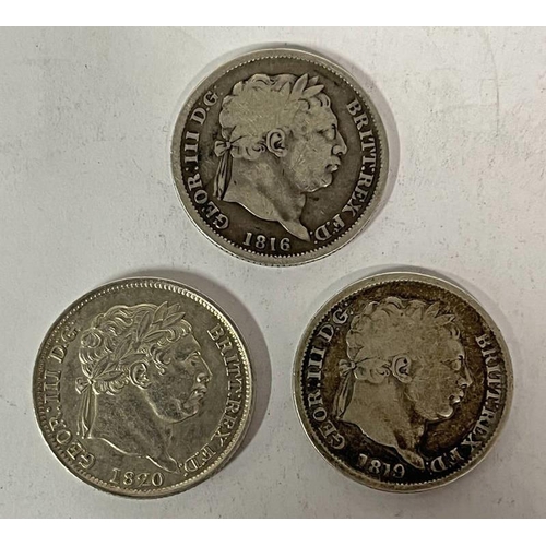 2180 - 1816, 1819 & 1820 GEORGE III SHILLINGS