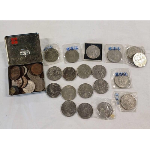 2197 - SELECTION OF VARIOUS COINS TO INCLUDE 1799 GEORGE III HALFPENNY, 1919 SHILLING (HOLED), 1914 SILVER ... 