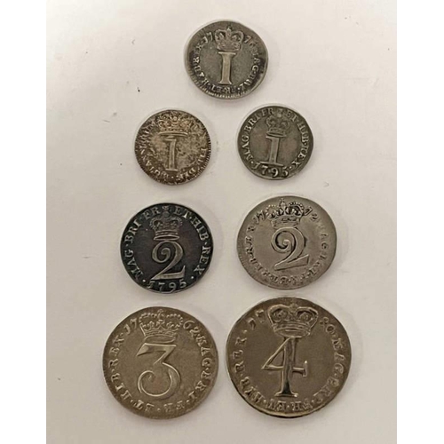 2198 - SELECTION OF MAUNDY ODDMENTS TO INCLUDE; 1780 GEORGE III FOURPENCE, 1795 GEORGE III TWOPENCES, ETC