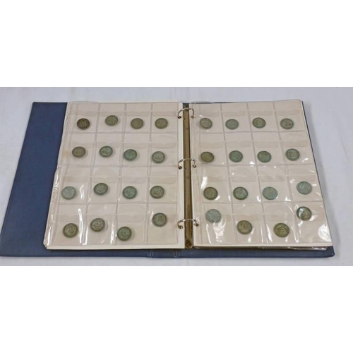 2244 - COIN ALBUM CONTAINING EDWARD VII TO ELIZABETH II SHILLINGS WITH 21 SILVER EXAMPLES AND DATE RUNS, IN... 