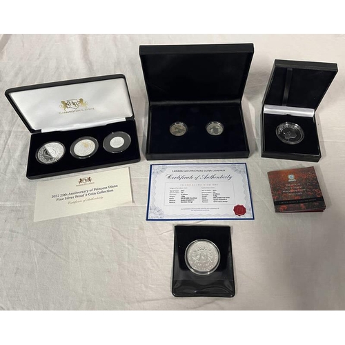 2252 - 2022 25TH ANNIVERSARY OF PRINCESS DIANA FINE SILVER PROOF 3 - COIN COLLECTION, IN BOX OF ISSUE WITH ... 