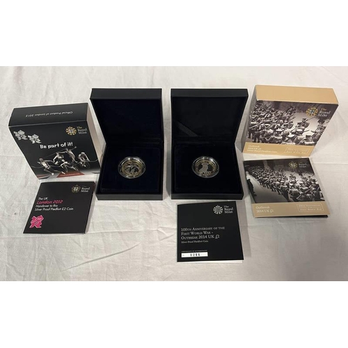 2260 - ROYAL MINT LONDON 2012 HANDOVER TO RIO PIEDFORT SILVER PROOF COIN IN BOX OF ISSUE WITH C.O.A. TOGETH... 