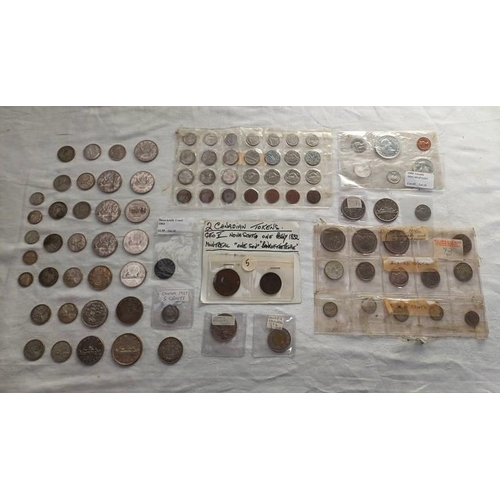 2446 - SELECTION OF CANADIAN COINAGE TO INCLUDE 1964 MINT 6-COIN SET, 1832 NOVA SCOTIA PENNY TOKEN, MONTREA... 