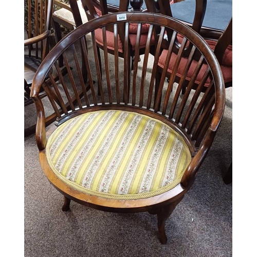 248 - EARLY 20TH CENTURY MAHOGANY TUB CHAIR ON SHAPED SUPPORTS