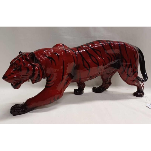 3030 - ROYAL DOULTON FLAMBE TIGER.,  36 CM LONG