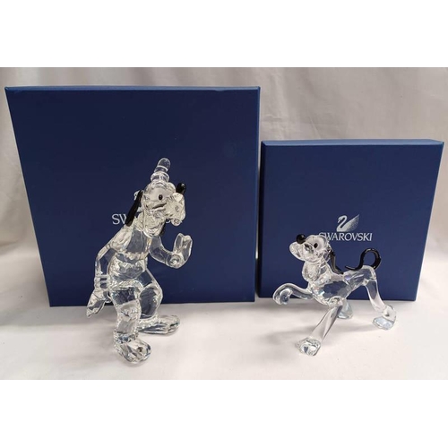 3057 - 2 BOXED SWAROVSKI CRYSTAL DISNEY SHOWCASE FIGURES; GOOFY & PLUTO