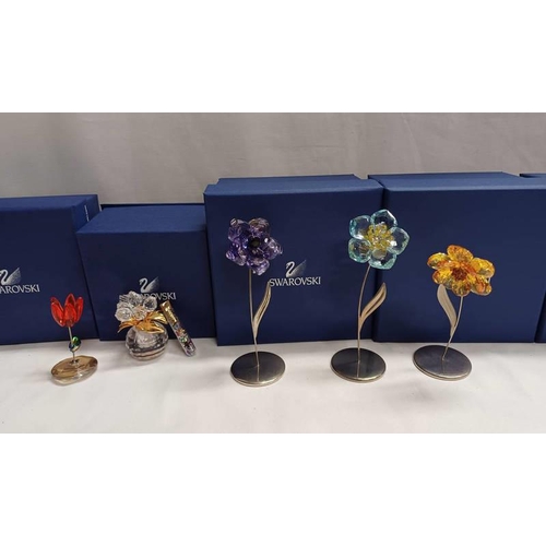 3063 - 5 BOXED SWAROVSKI CRYSTAL FIGURES INCLUDING PARADISE FLOWERS DARANY TANZANITE, DAMBULLA MAGNETIC & D... 