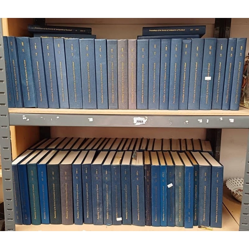 3069 - VERY LARGE SELECTION OF PROCEEDINGS OF THE SOCIETY OF ANTIQUARIES OF SCOTLAND ON 2 SHELVES