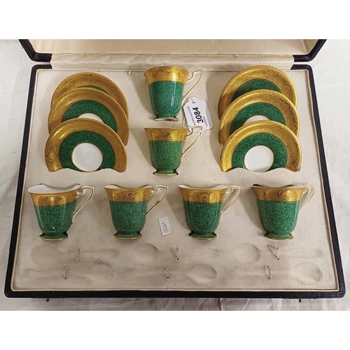 3084 - CASED ROYAL WORCESTER COFFEE SET WITH GILT DECORATION