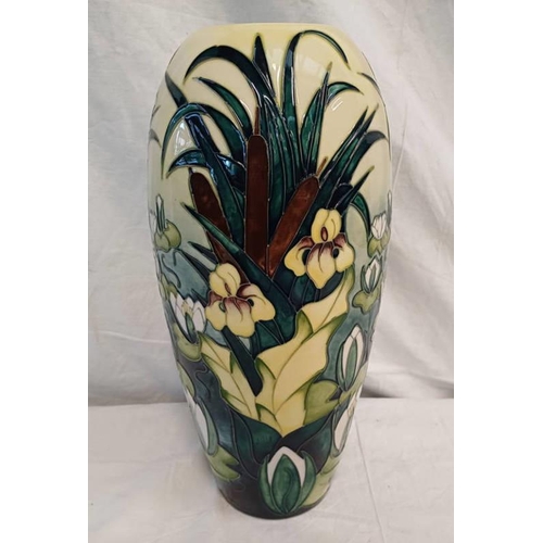 3116 - MOORCROFT VASE WITH FLORAL SCENE DECORATION WITH IMPRESSED MARK, MONOGRAMMED, 36.5CM TALL